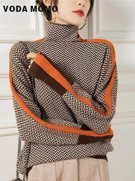 Women Pullover Knitted Fashion Sweater Turtleneck Top