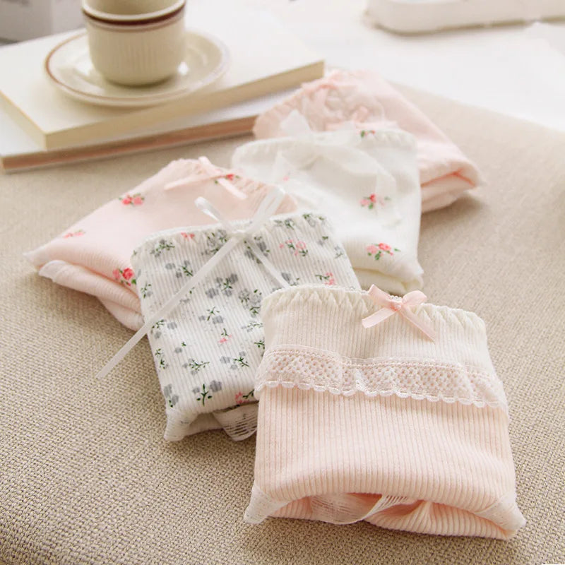 6 Pcs Young Girl Middle Waist Briefs Underwear Teenage
