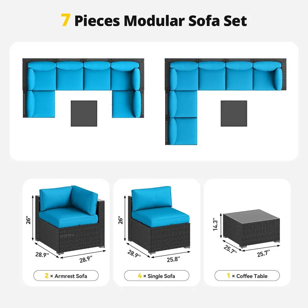 7 Piece Outdoor Sectional Sofas Waterproof Cover, Patio