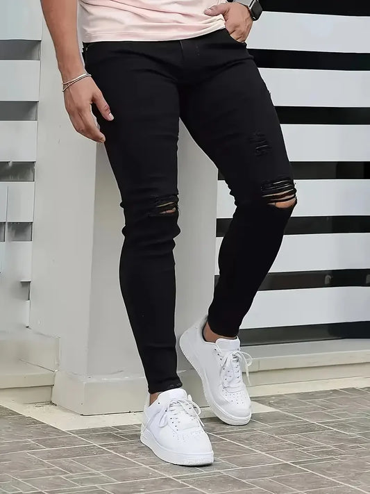 Men's Slim-Fit Ripped Jeans Comfortable & Versatile