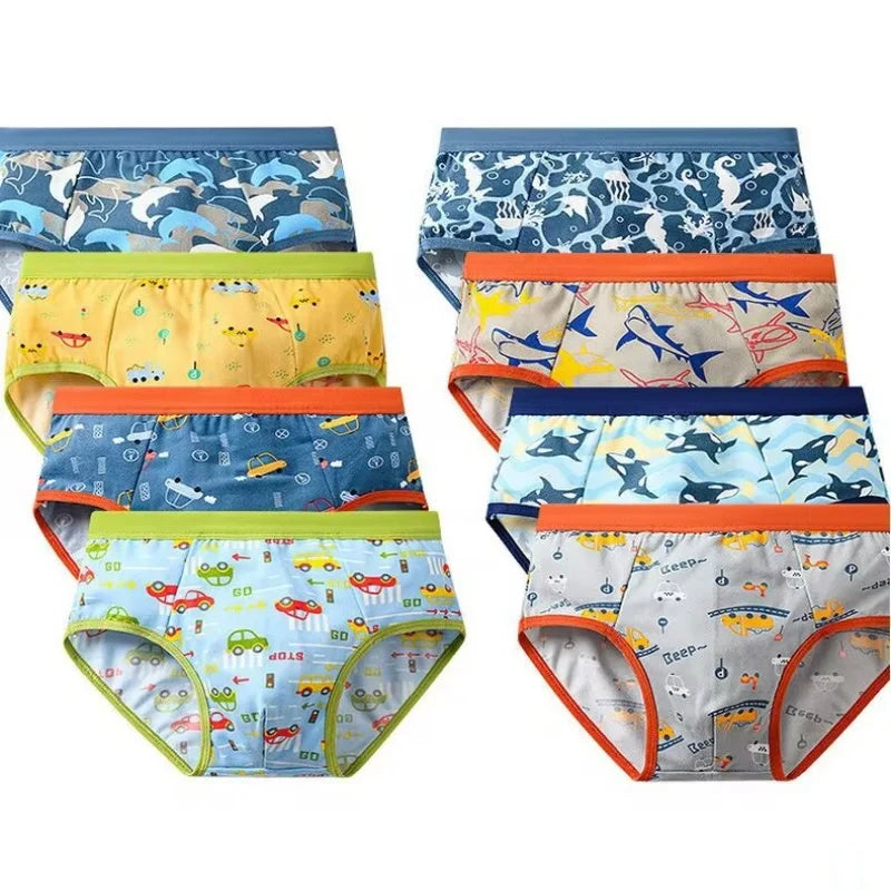 8PC Boys Briefs Cotton Underwear Teenager Cartoon