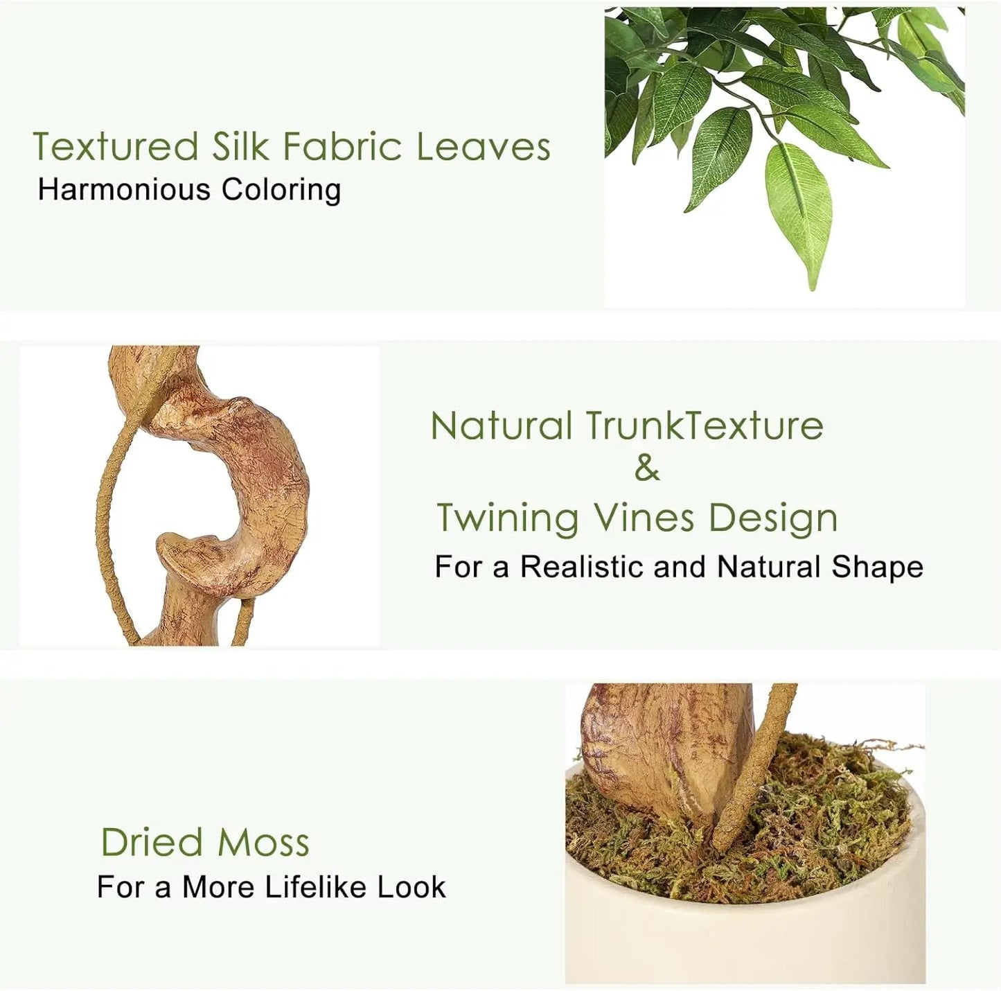 Ficus Tree Artificial Plants Indoor White Pot