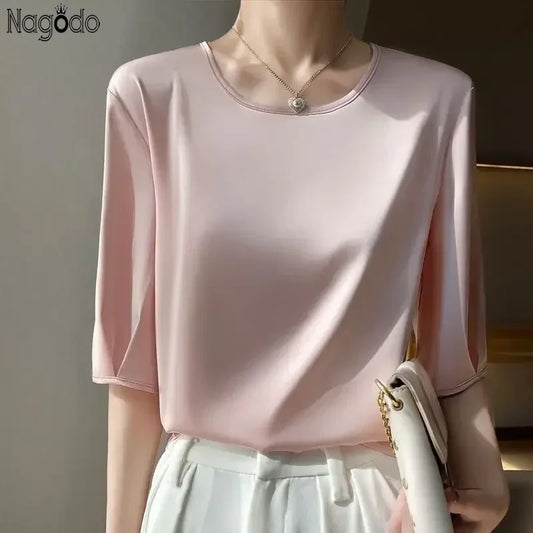 Silky Loose Woman Casual O-Neck pullover