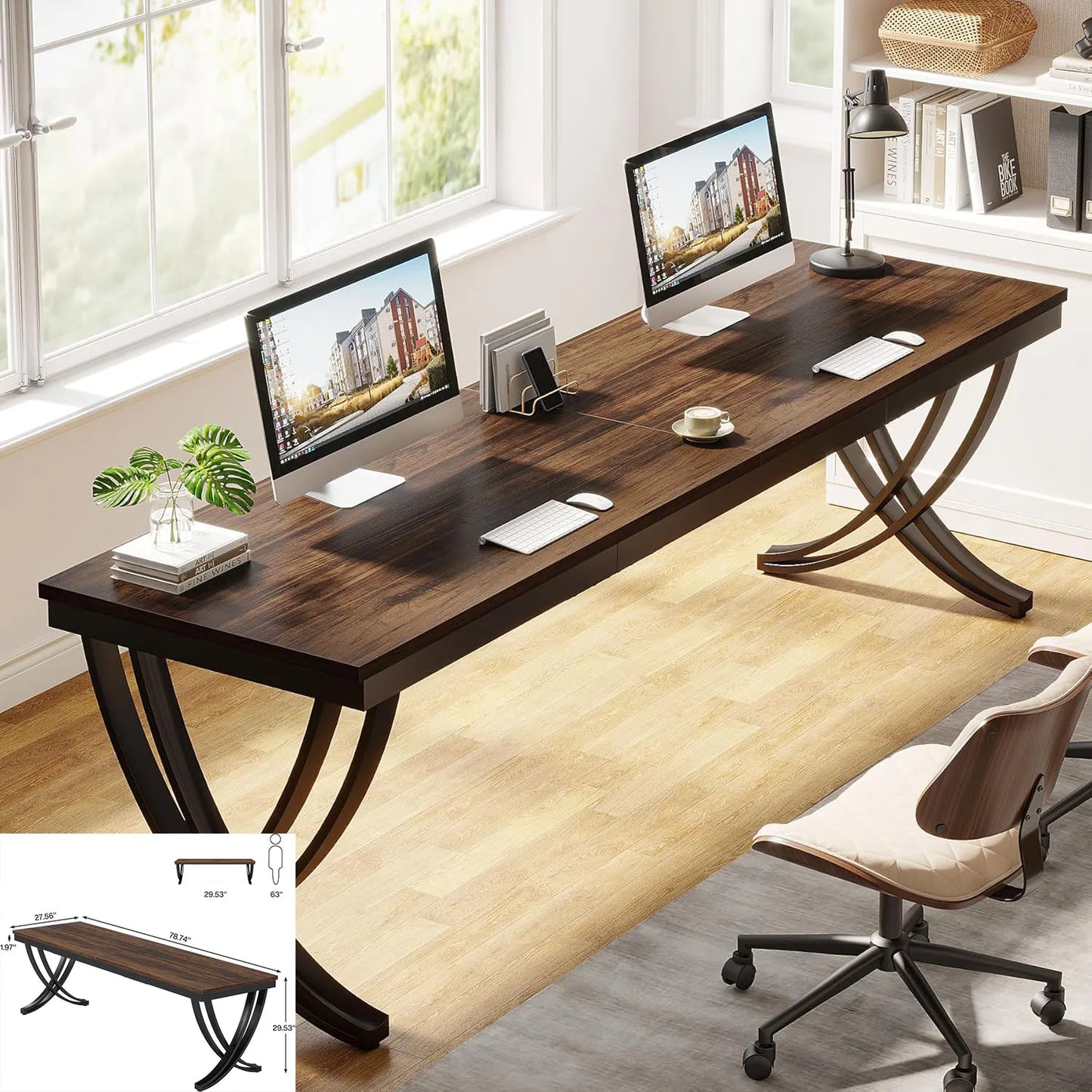 Double Long Desk with 2 Drawers, Office Table