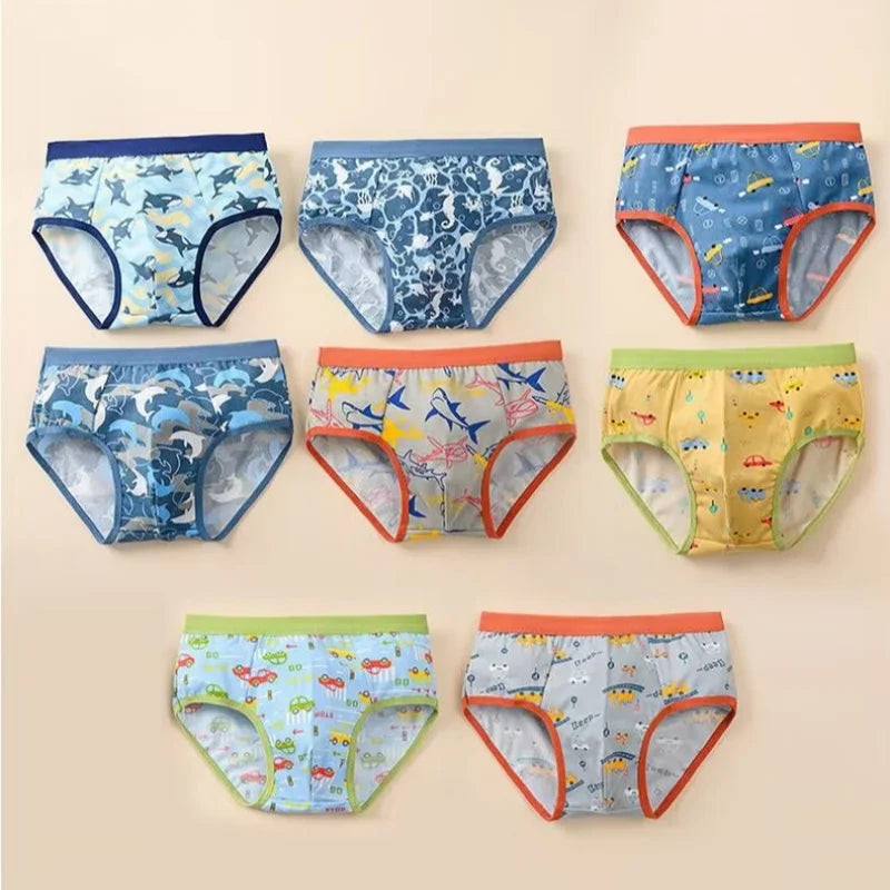 8PC Boys Briefs Cotton Underwear Teenager Cartoon