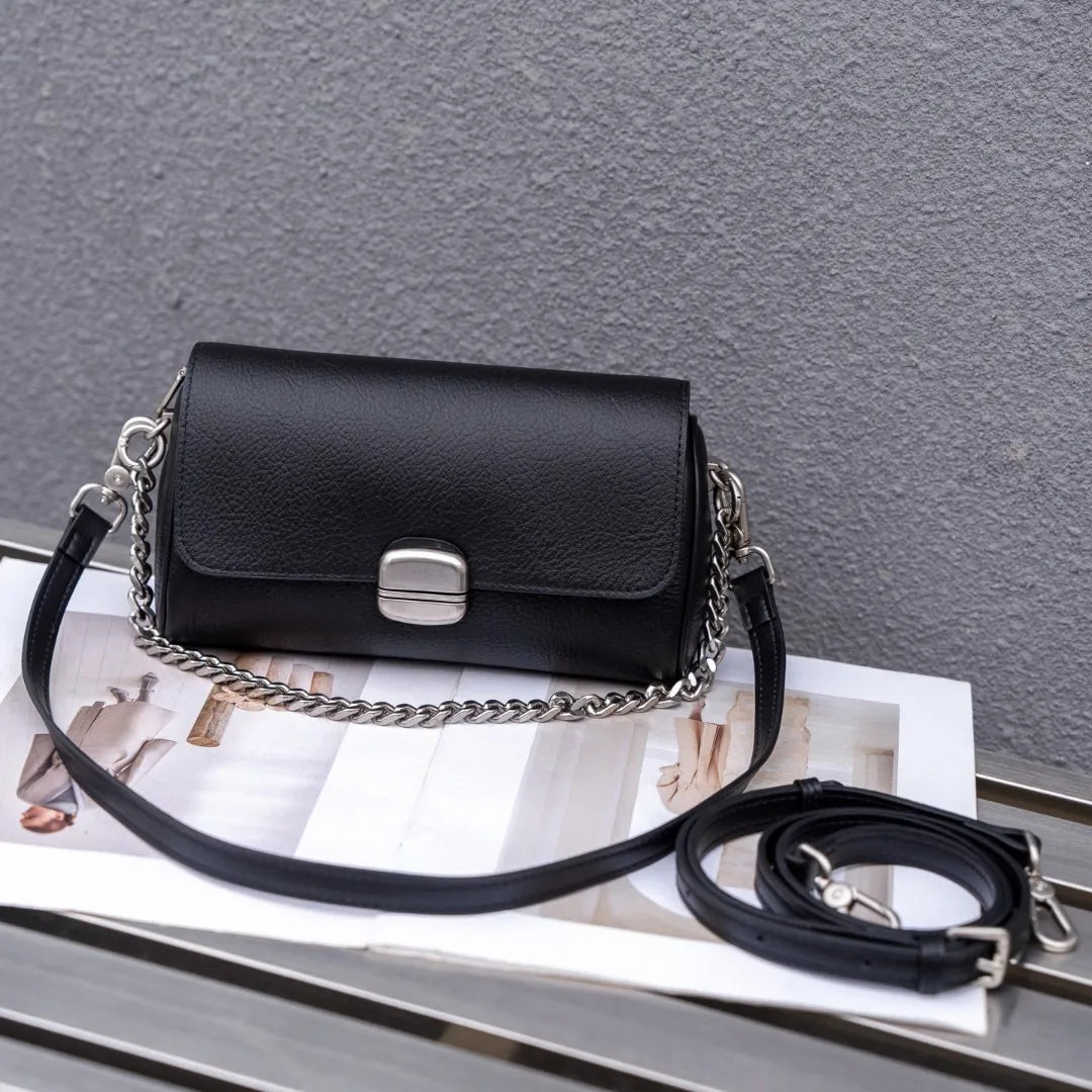 Genuine Leather Women's Barrel Crossbody Bag
