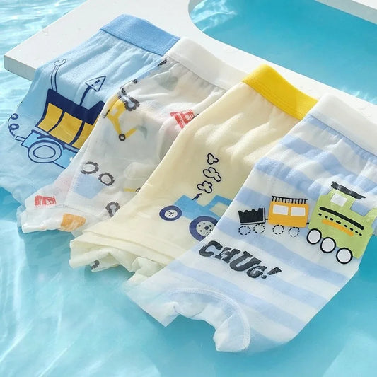4PCS Cool Boys Cute Print Underwear