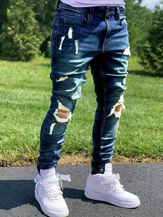 Men'S Distressed Fashion Jeans Comfortable Stretch