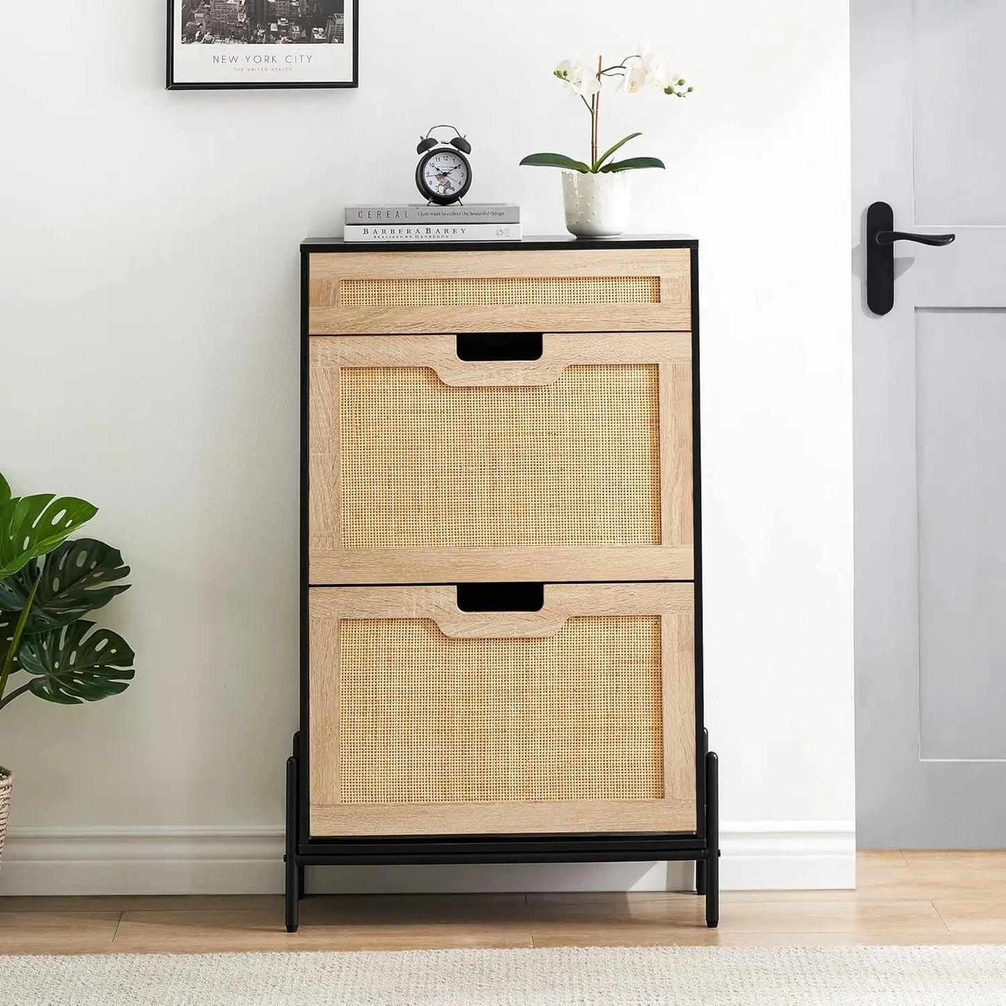 Freestanding Shoe Rack Storage Cabinet With Metal Legs