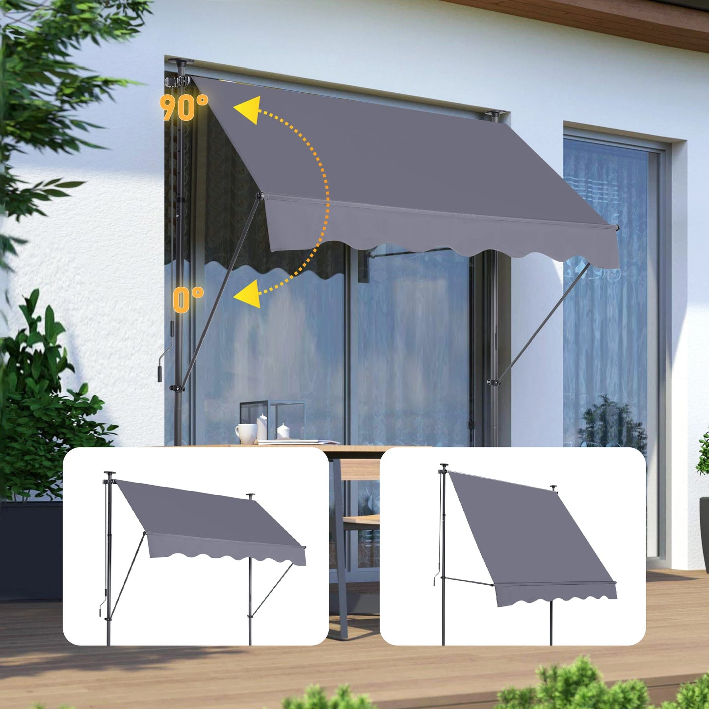 Manual Retractable Awning Outdoor Sun Shade Cover