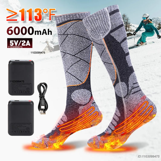 New Heated Winter Thermal Socks, Rechargeable