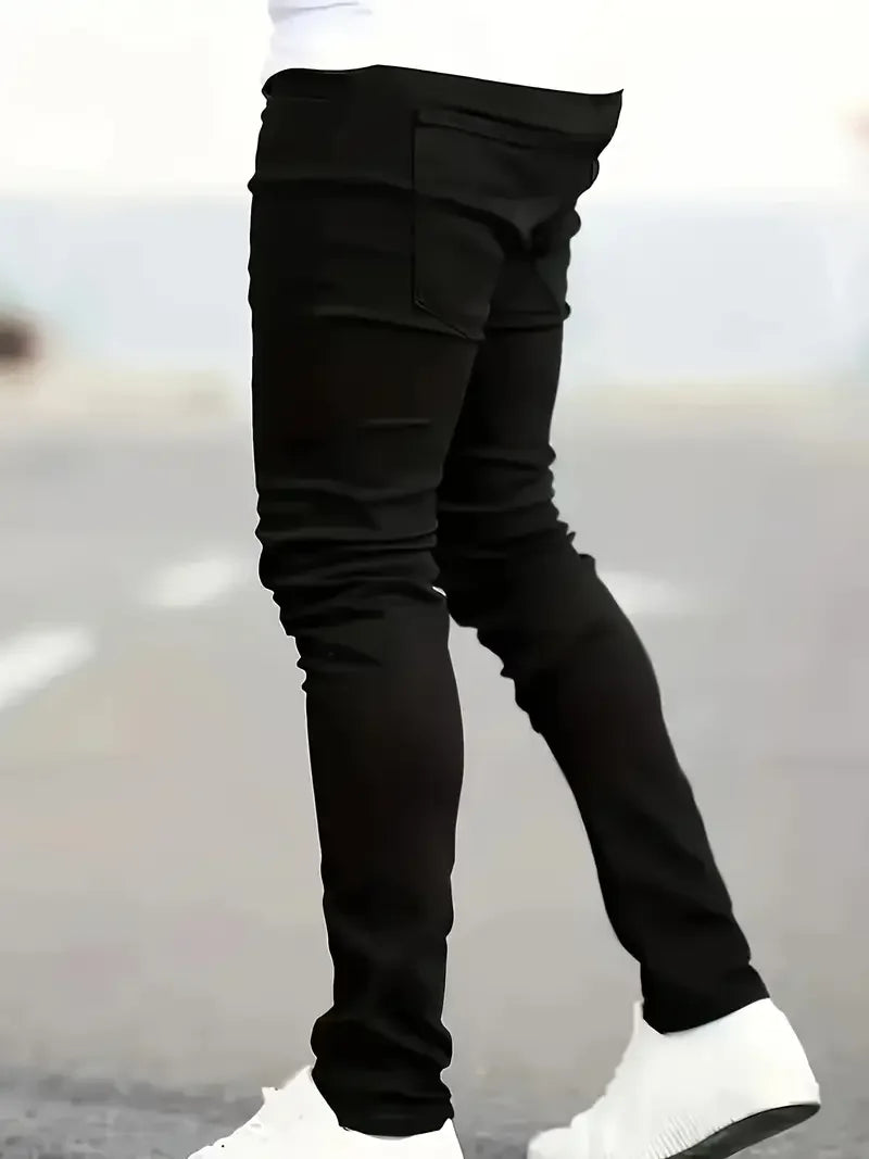 Men's Slim-Fit Black Jeans - Stretch Denim
