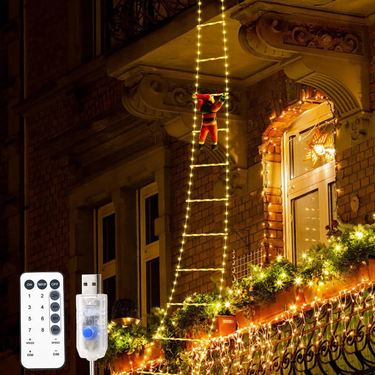Christmas LED Santa Claus Climbing Ladder