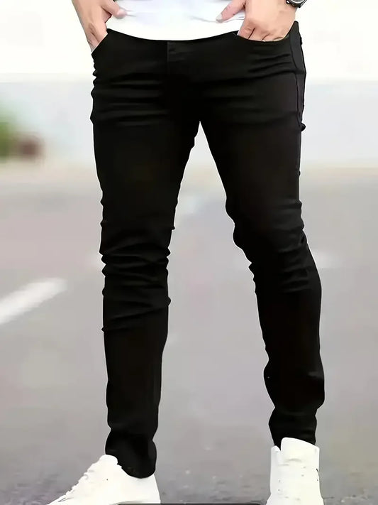 Men's Slim-Fit Black Jeans - Stretch Denim