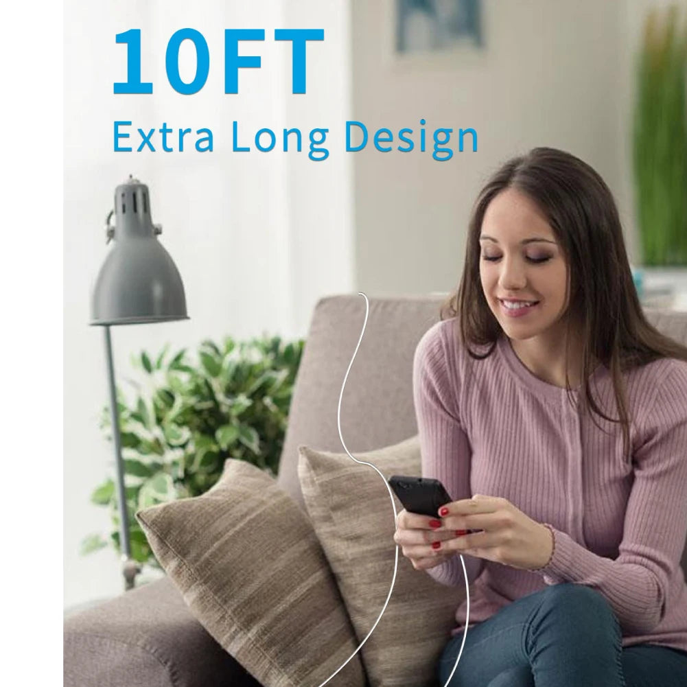 5Packs 10FT Long Lightning Charging Cable For iPhone