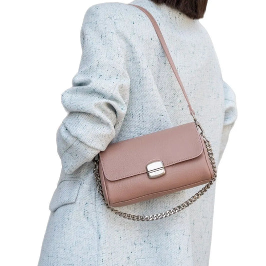 Genuine Leather Women's Barrel Crossbody Bag
