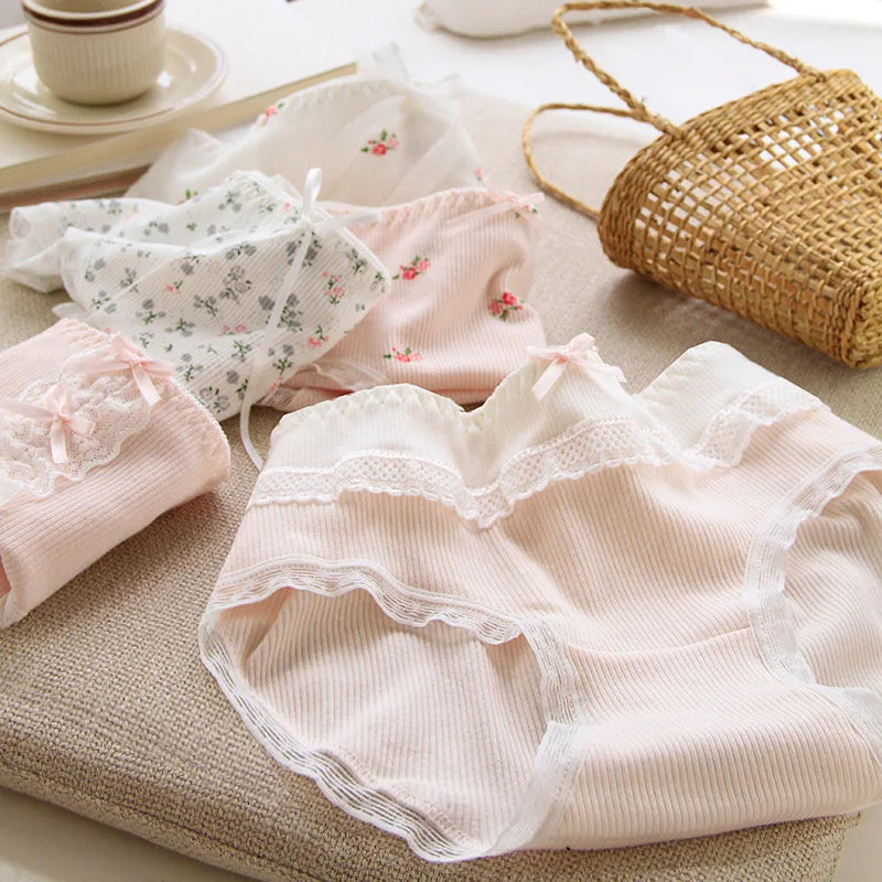 6 Pcs Young Girl Middle Waist Briefs Underwear Teenage