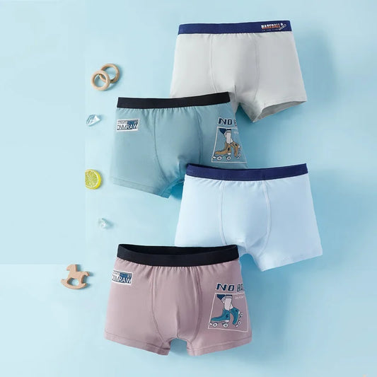 4 Pcs New young boys Underwear Boxer Briefs Teenager