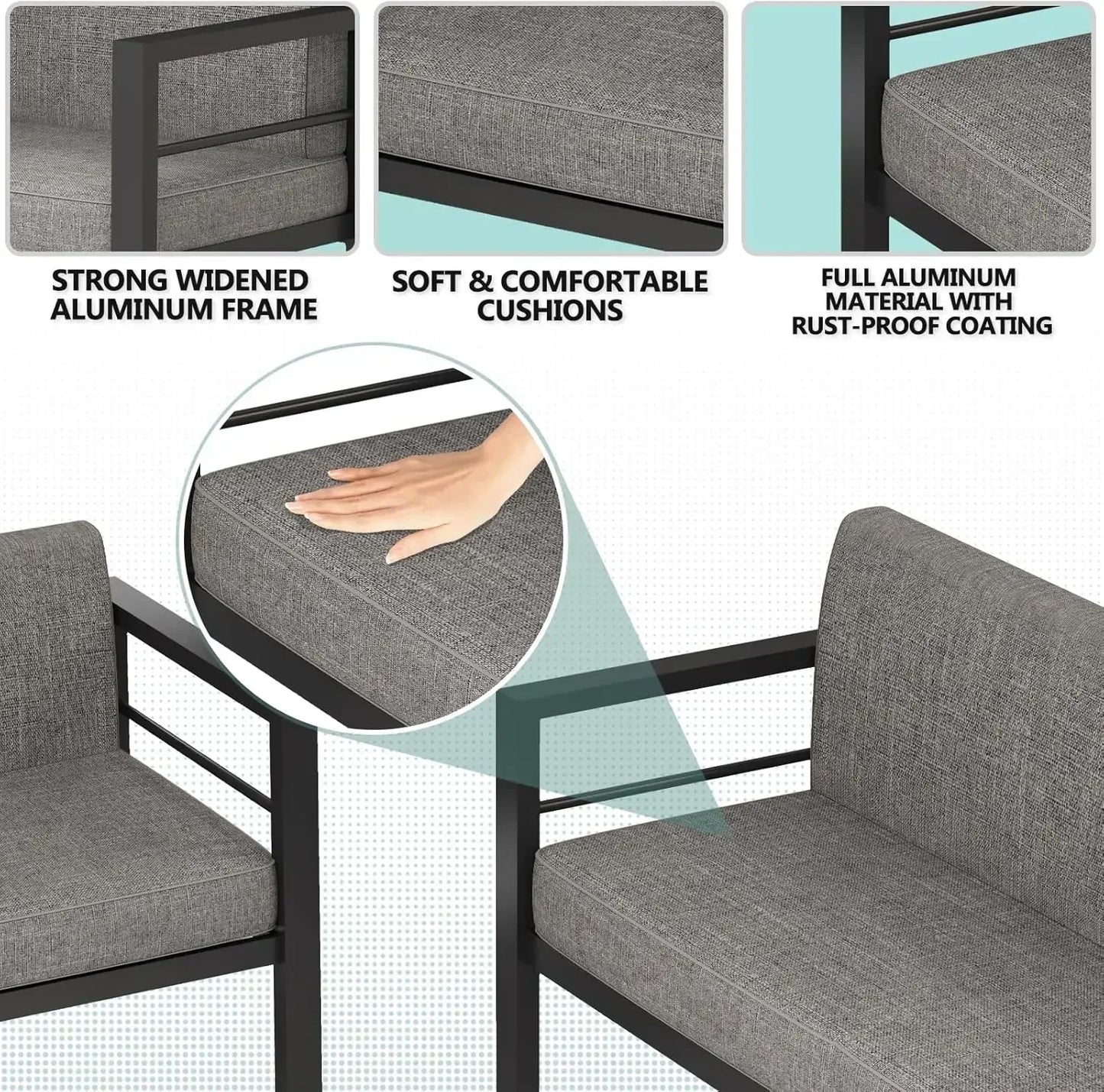 5 Piece Modern Aluminum Patio Furniture Set