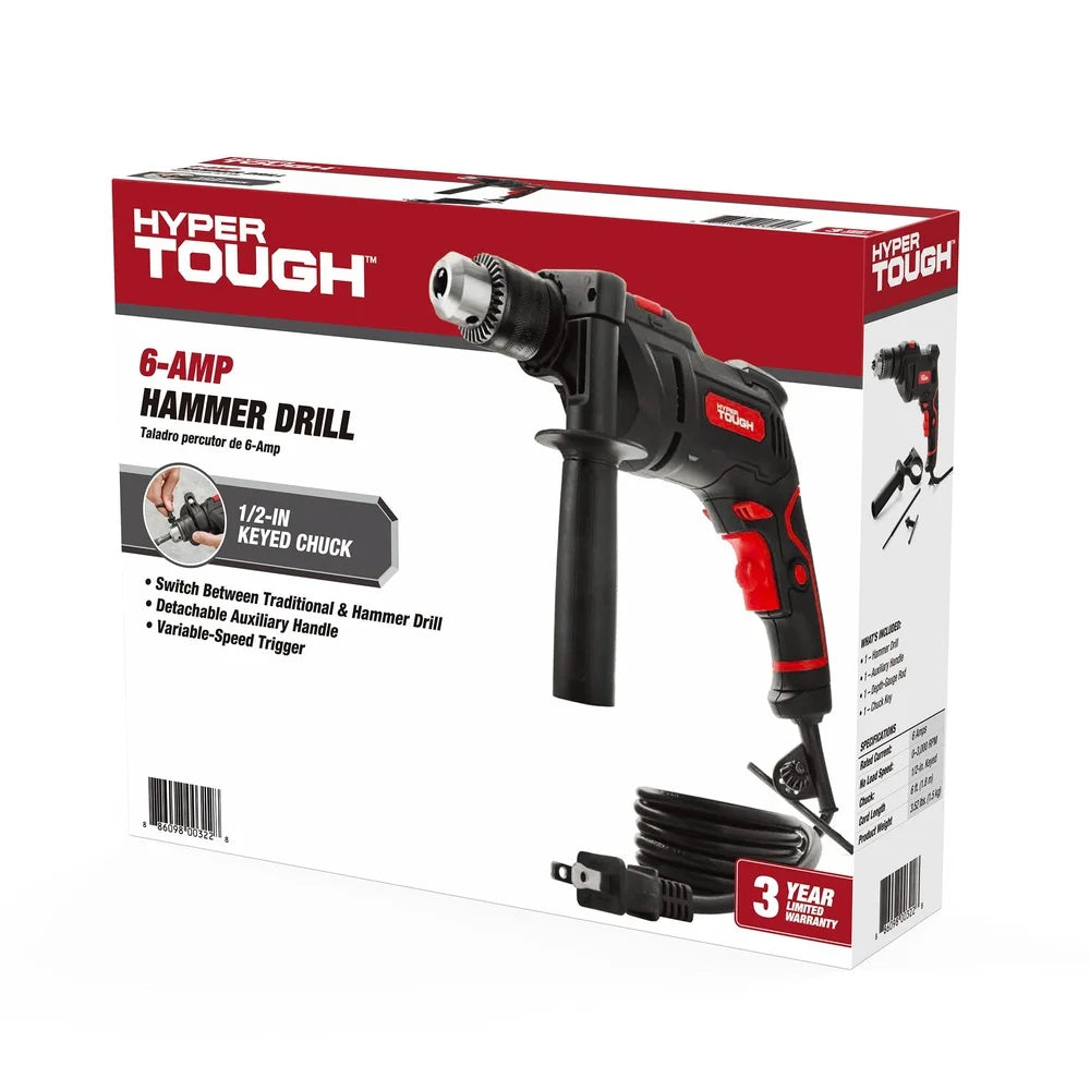 Corded Hammer Drill Keyed Chuck Variable Speed