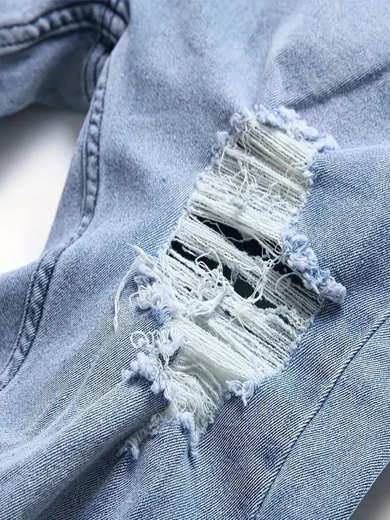 Men'S Fashionable Ripped Jeans Streetwear Stretch