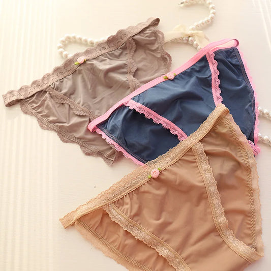 6 Pcs Girls lace nylon low waist  briefs Teenage