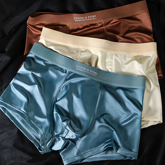 3PCS Luxury Satin Silk Men's Antibacterial Crotch Briefs