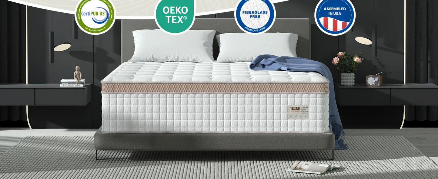Full/King/Queen Size Mattress, Luxury Hybrid, Gel Memory Foam