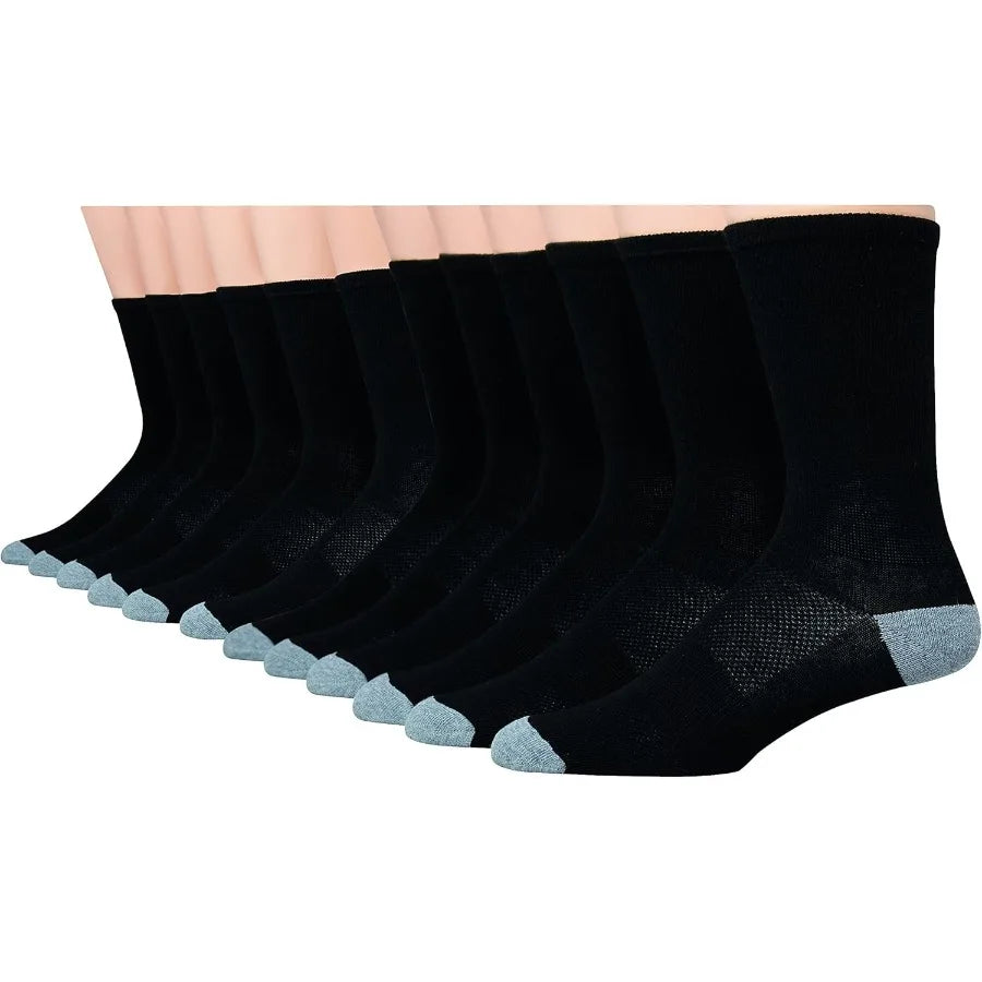 12 Pack Lightweight Crew and Ankle Socks for Men