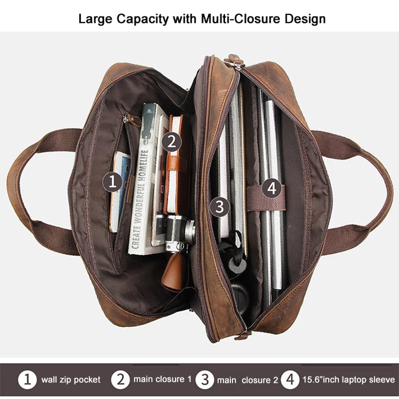 Genuine Leather Men Briefcase Business Bag