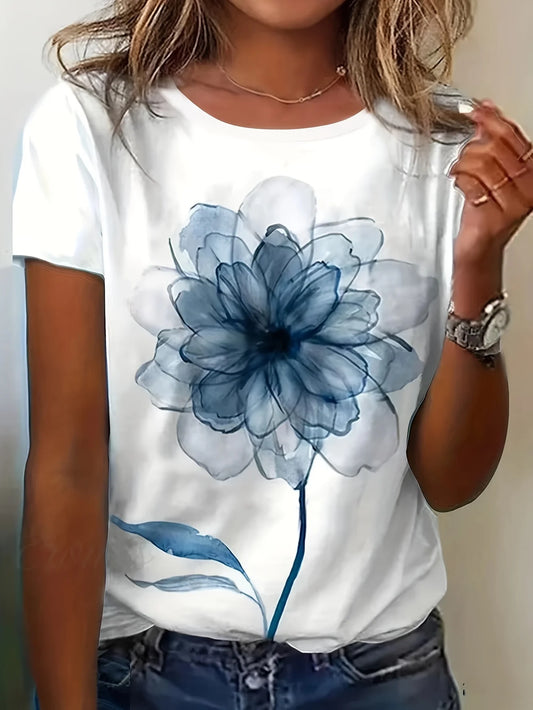 Plus Size Women's Vintage Floral Print T-Shirt