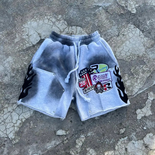 Mens American Style Baseball Gray Casual Shorts
