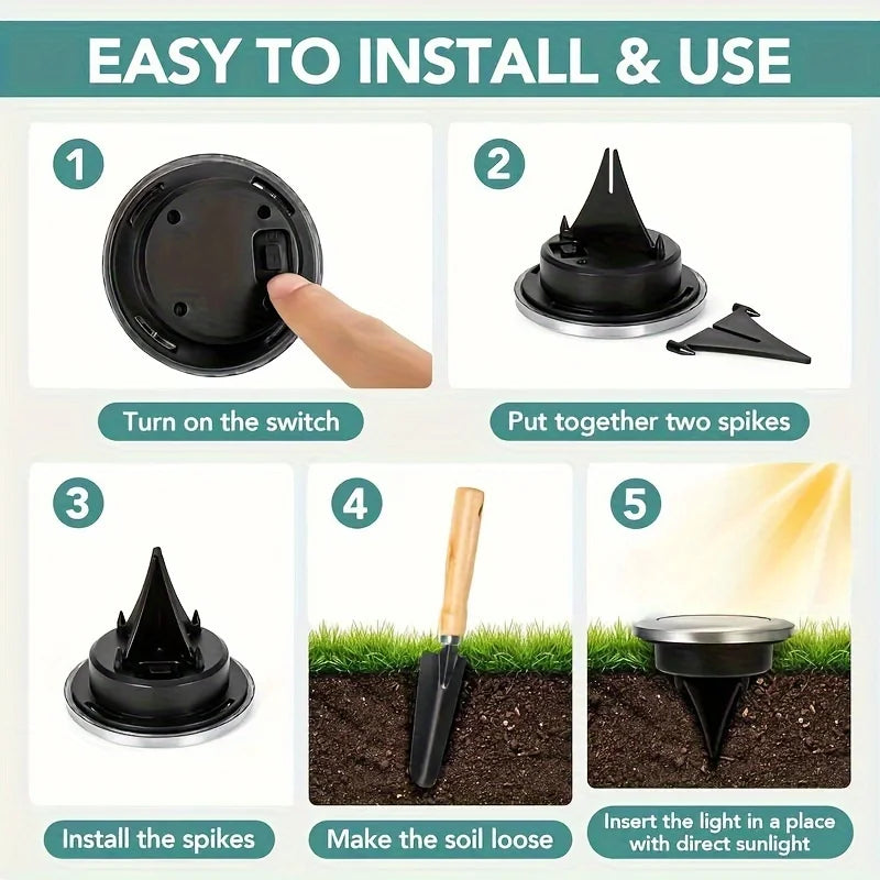 8 Pcs Solar Power Garden Deck Light Spotlight