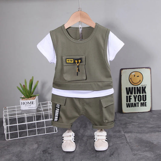 2 Pcs Baby Boys/Girls ClothesbShort Sleeve Cotton