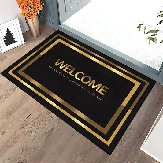Gold Stripes Decorations Door Entry Carpet
