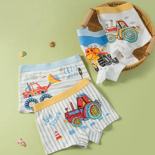 4PCS Cotton Antibacterial Boys Breathable Comfort Underwear