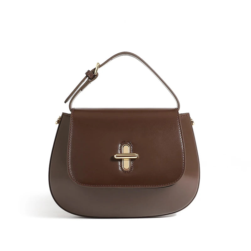 Hifashion Luxury Genuine Leather Saddle Shoulder Crossbody