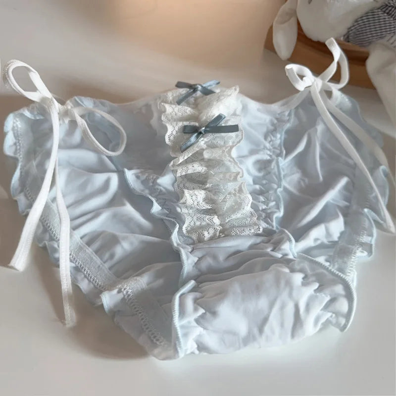 4 Pcs Young Girl Middle Waist  Lace Briefs Underwear Teenage