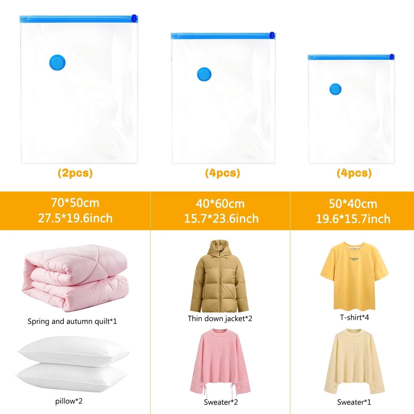 Vacuum Storage Bags with Electric Pumps (S/M/L)