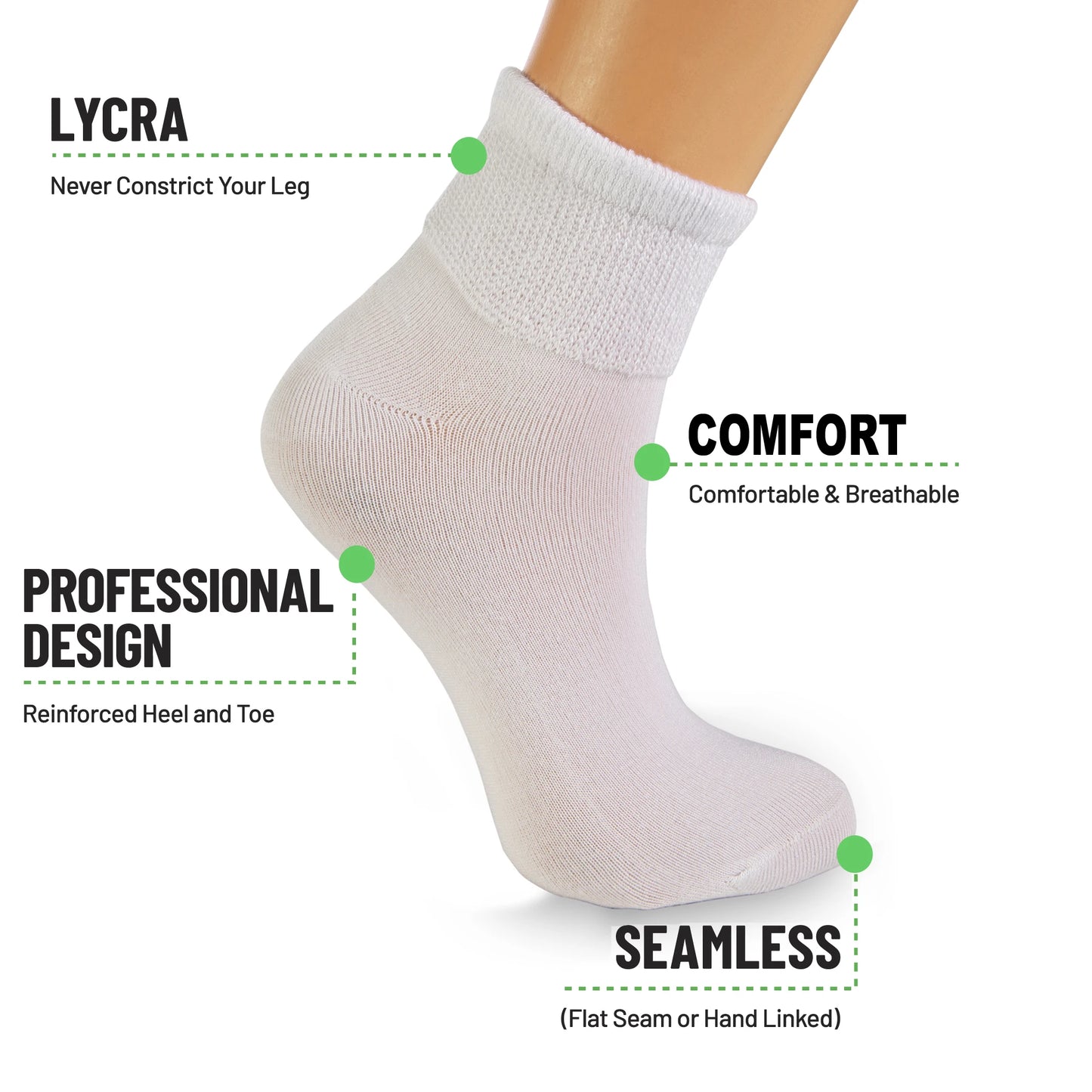 3 Pair Diabetic Ankle Socks Cotton