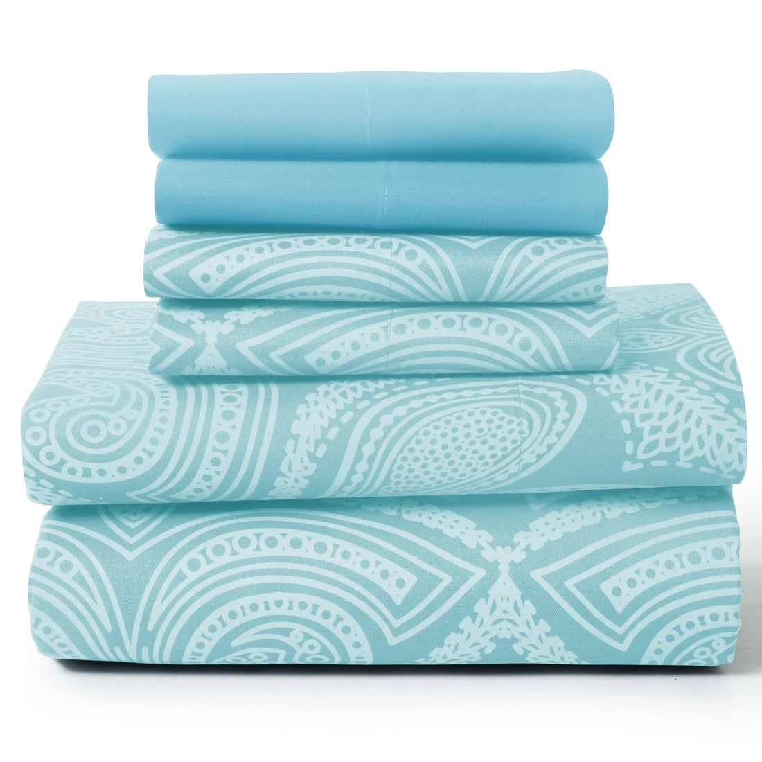 Lux Decor 6Pc Paisley Sheet Set – Soft Microfiber, Wrinkle-Free, Luxurious Printed Bed Sheets