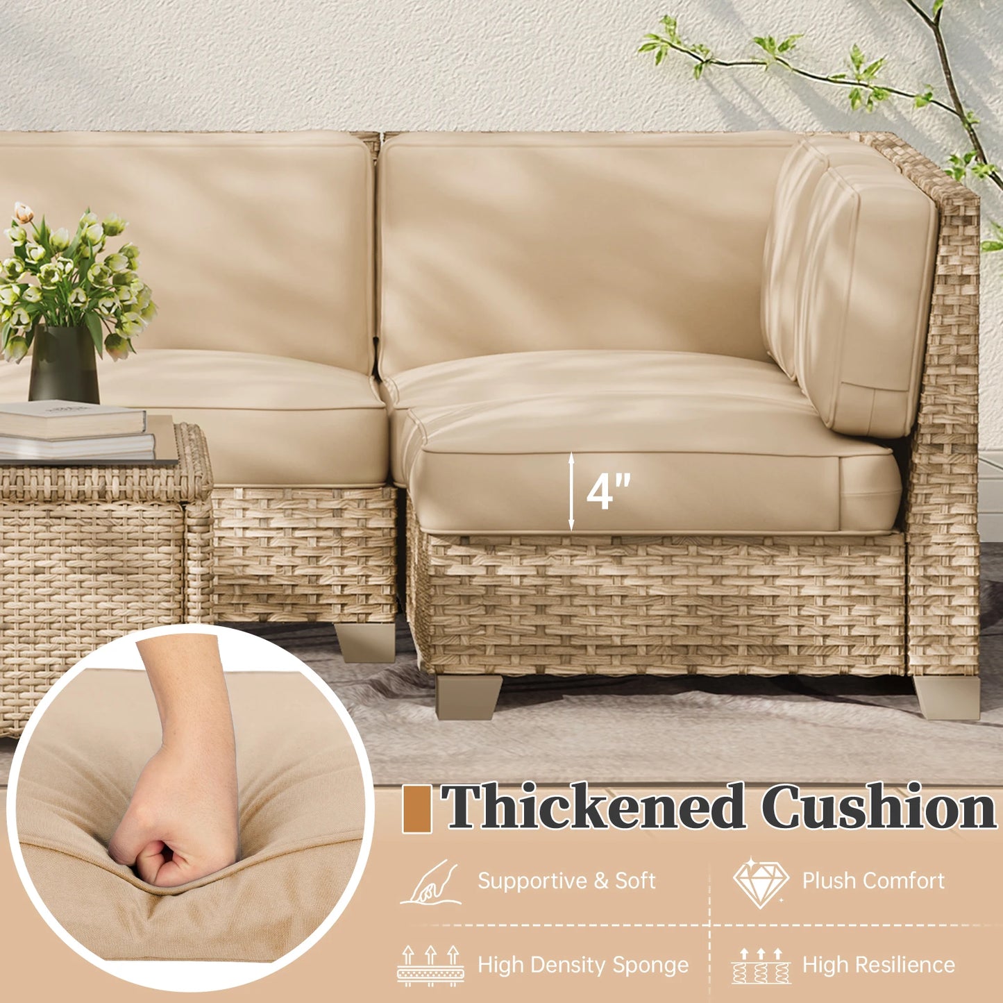 14 Piece Sofa Cushion Set High Density Foam Waterproof