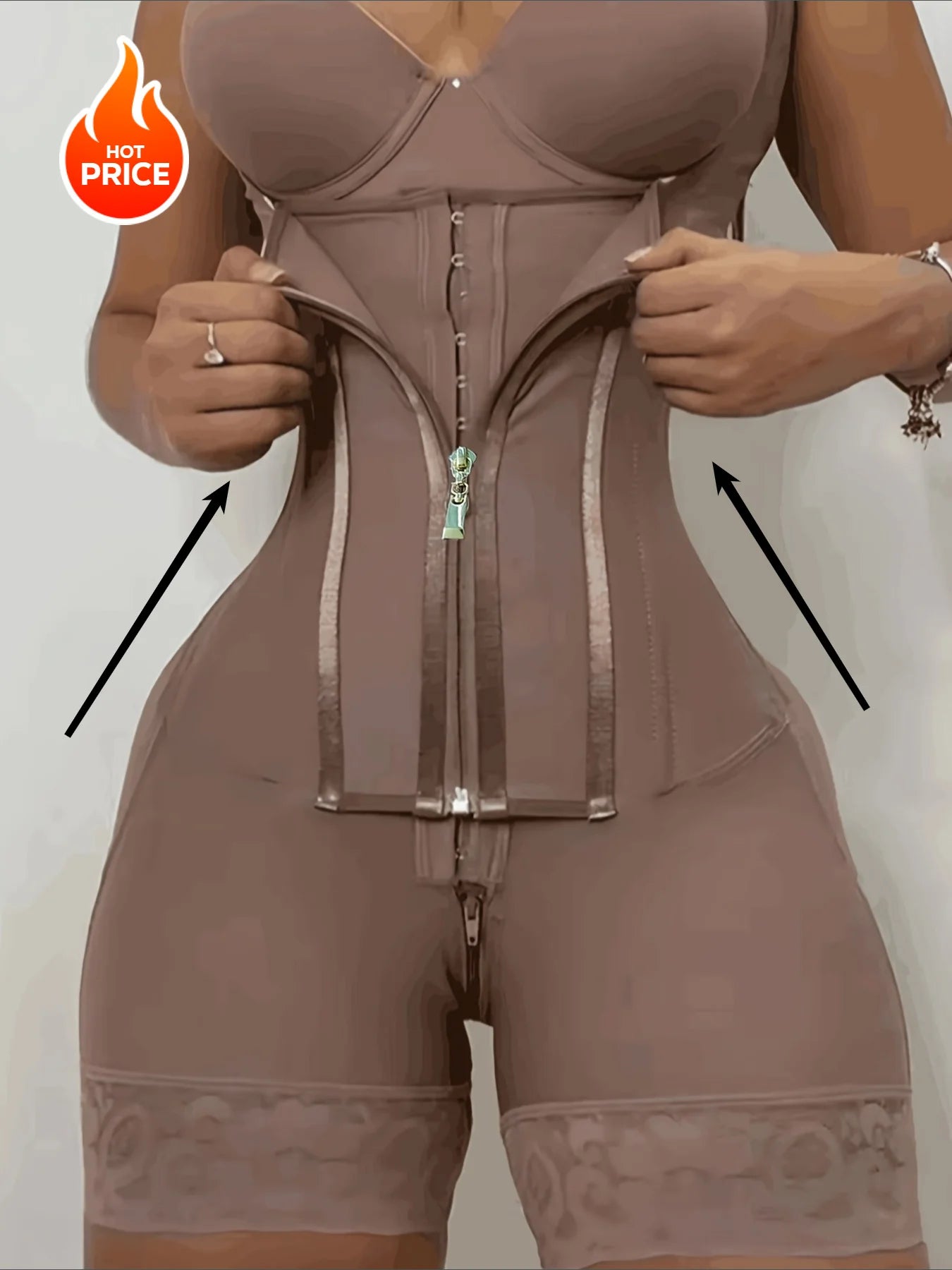 Lace-Trimmed Shapewear Bodysuit - Tummy Control Corset