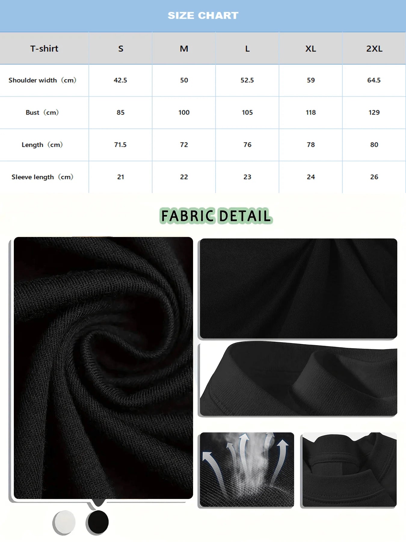 3 Piece Black Cotton Short Sleeve Men's T Shirt Set