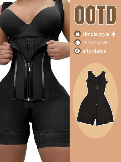 Lace-Trimmed Shapewear Bodysuit - Tummy Control Corset