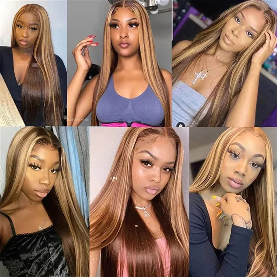 Highlight Bone Straight Lace Front Human Hair