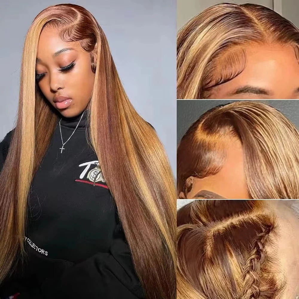 Highlight Bone Straight Lace Front Human Hair