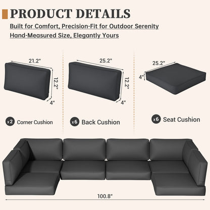14 Piece Sofa Cushion Set High Density Foam Waterproof