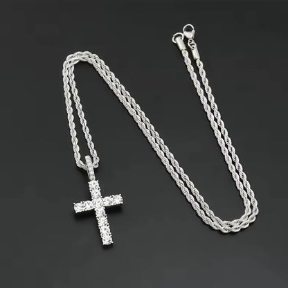 Iced Out Crystal Zircon Cross Pendant Necklace