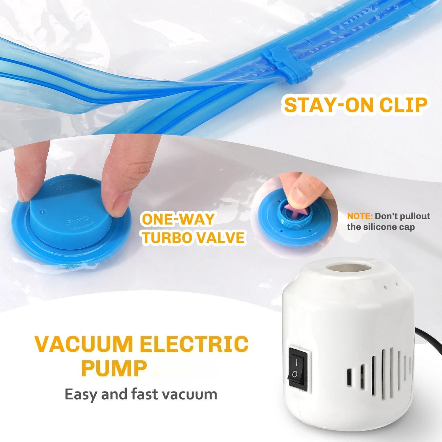 Vacuum Storage Bags with Electric Pumps (S/M/L)